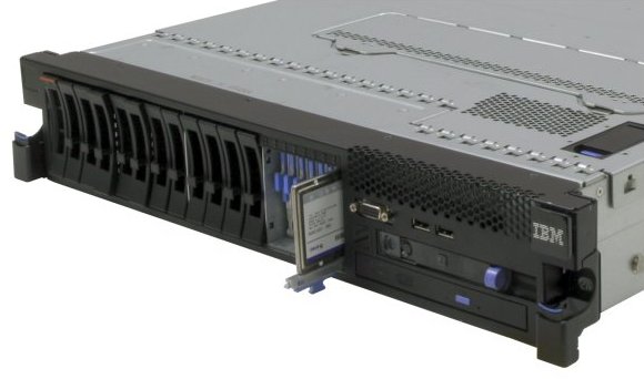 Eight solid state drives installed in an x3690 X5 server (up to 24 supported)