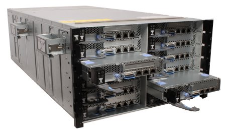 Twelve IBM NeXtScale nx360 M4 servers installed in an IBM NeXtScale n1200 enclosure