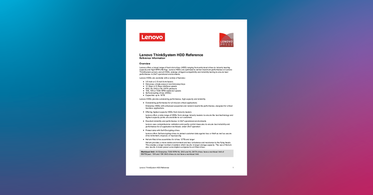 Lenovo ThinkSystem HDD Reference > Lenovo Press